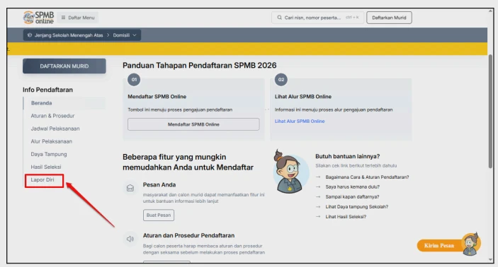 Masuk ke Menu Lapor Diri