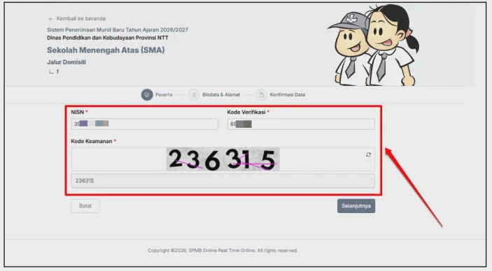Masukkan Data Validasi dan Captcha