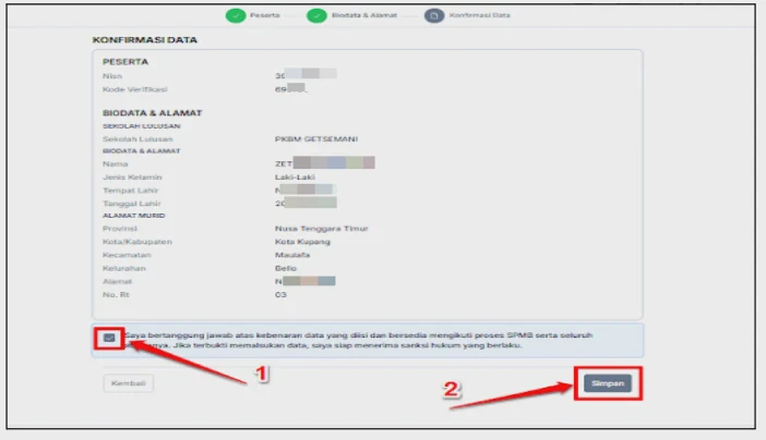 Konfirmasi dan Simpan Data