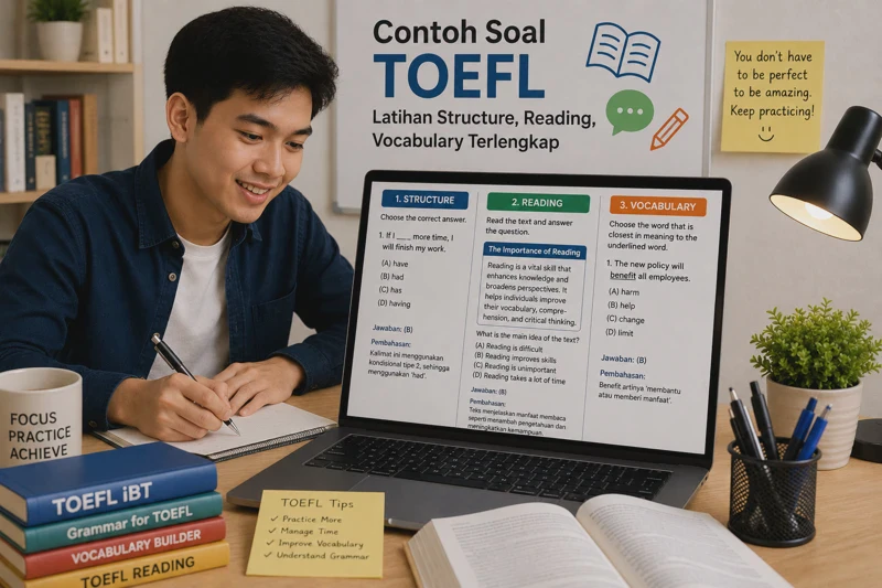Contoh Soal TOEFL: Latihan Structure, Reading, Vocabulary Terlengkap